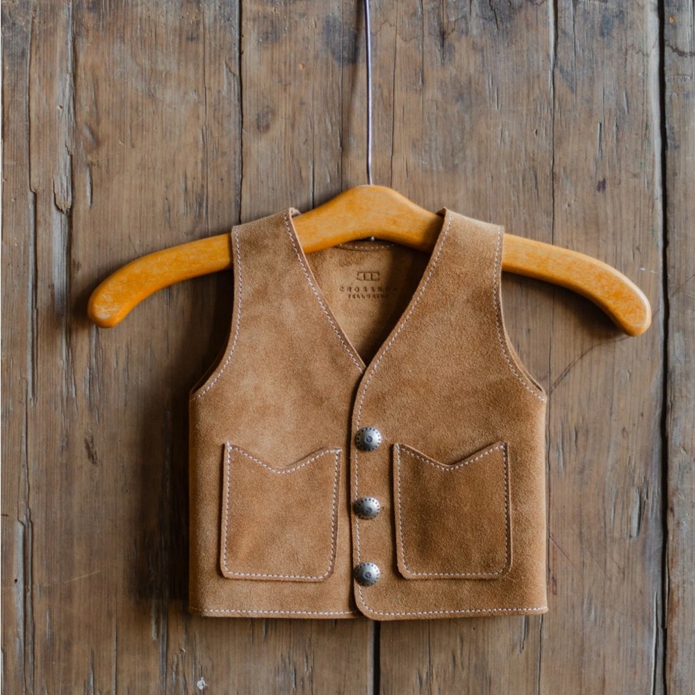 Kids Tan Suede Vest Handmade Fits 1-2 Year Old